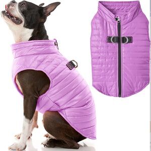 Gooby Puffer Dog Vest Coat Jacket, Purple, Medium 18-in chest